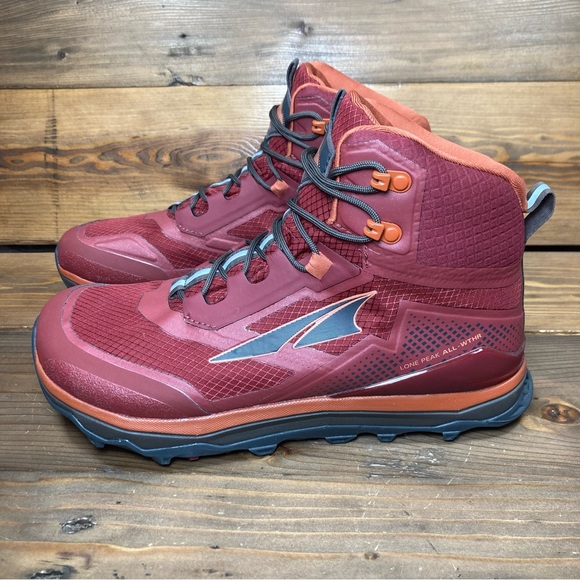Altra Lone Peak ALL-WTHR Mid Waterproof Hiking Boot Maroon Red - Picture 3 of 9